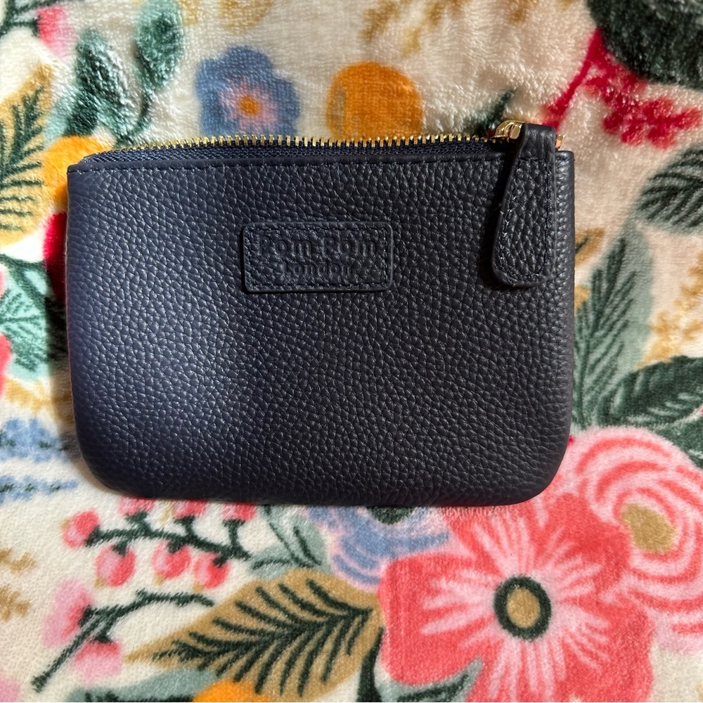 Pom Pom London Navy Blue leather Pouch